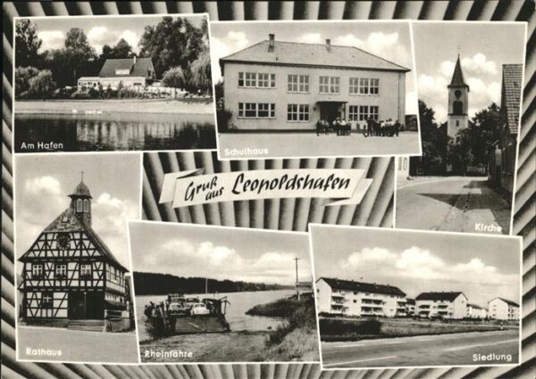 Leopoldshafen Am Hafen Schulhaus Kirche Rathaus Rhein