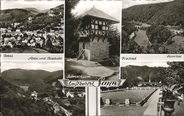 Sayn Bendorf Panorama Abtei und Viadukt Römerturm Fr