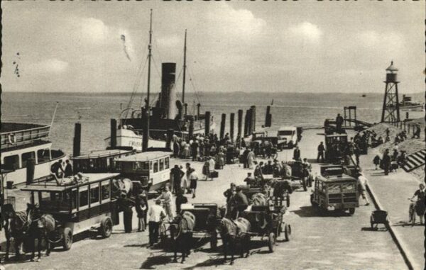 Norderney Nordseebad Dampferankunft Hafenpartie