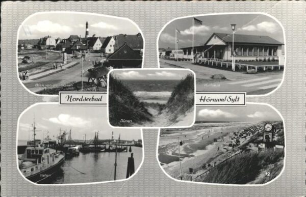 Hoernum Sylt Blick von den Dünen Kurhaus Hafen Stran
