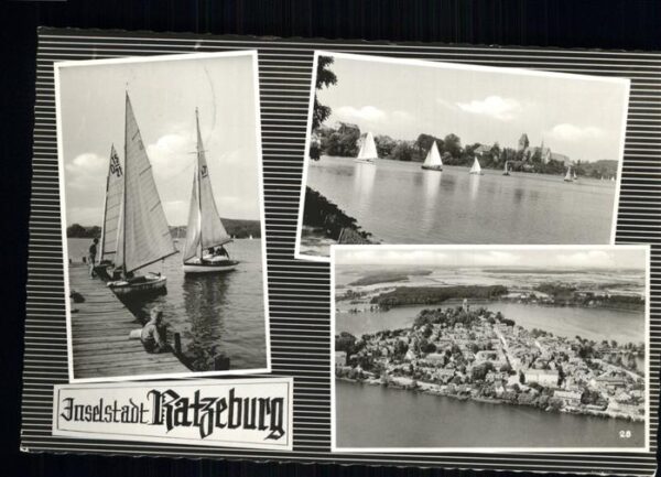Ratzeburg Fliegeraufnahme Segelschiffe Anlegesteg
