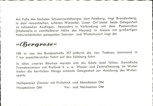 Brandenberg Todtnau Pension Bergrose Panorama Feldberg – Bild 2