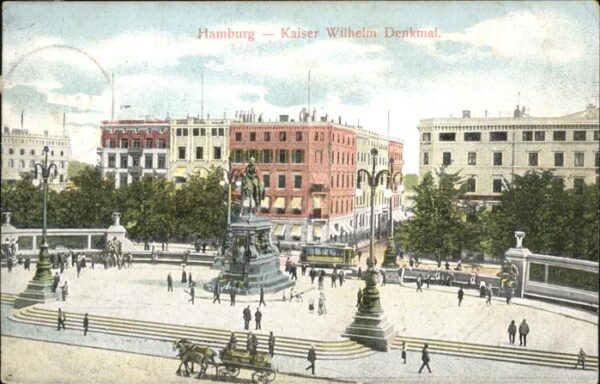 Hamburg Kaiser Wilhelm-Denkmal Strassenbahn Pfe
