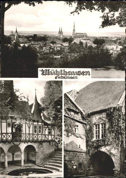 Muehlhausen Thueringen Panorama mit Kirche Fachwerk