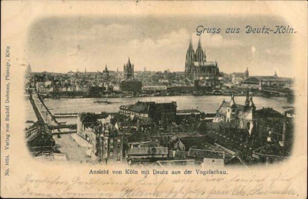 Koeln Rhein Panorama mit Deutz und Köln am Rhein