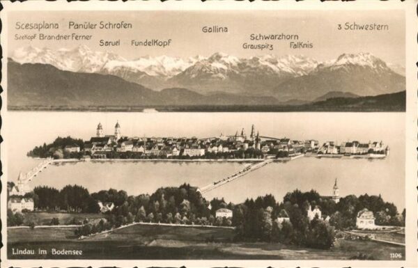 Lindau Bodensee Inselblick mit Schweizer Alpenpanorama