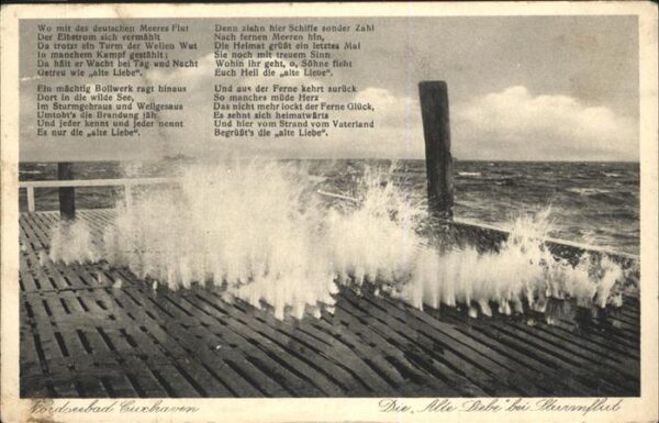 Cuxhaven Nordseebad Alte Liebe bei Sturmflut