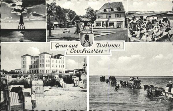 Cuxhaven Nordseebad Teilansichten Strand Watt Kutschenfahrt