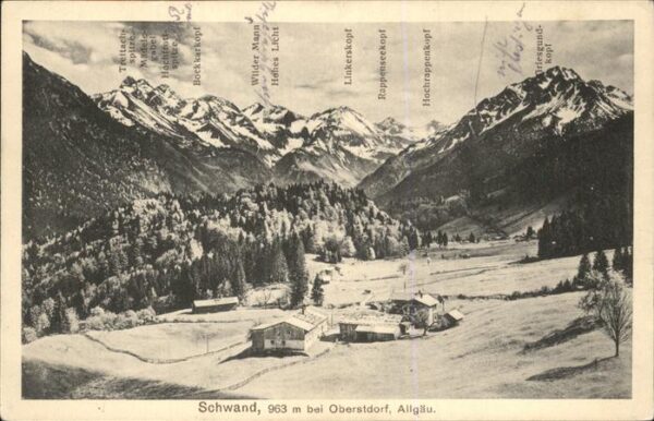 Schwand Oberstdorf Ortsblick mit Alpenpanorama