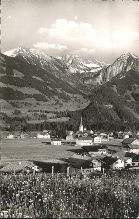 Fischen Allgaeu mit Alpenpanorama