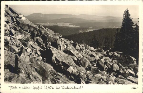 Neuschoenau Blick vom Lusengipfel ins Sudetenland