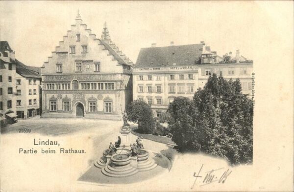 Lindau Bodensee Am Rathaus Brunnen