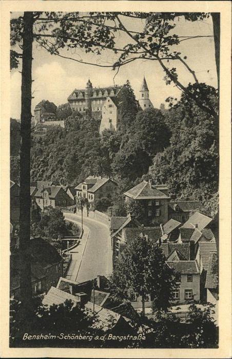 Schoenberg Bensheim Ortsblick mit Schloss