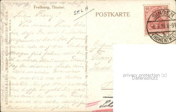 Verlag WIRO Wiedemann Nr. 2712 A Freiburg Theater – Bild 2