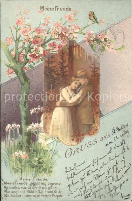Paare Rotkehlchen Litho Gedicht Wald