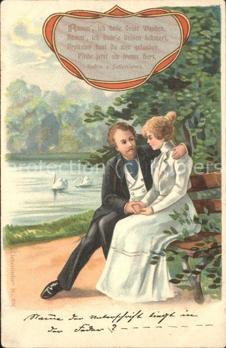 Paare Schwan Litho Gedicht