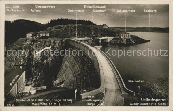 Staudamm Pumpspeicherkraftwerk Bleilochsperre Krafthaus Umspannwerk