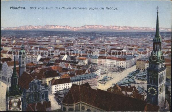 Muenchen Turm Neuen Rathaus Gebirge