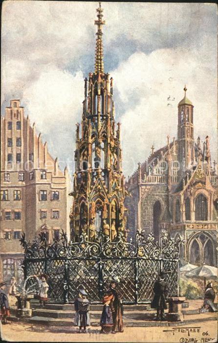 Nuernberg Künstlerkarte Poermann Brunnen Frauenki