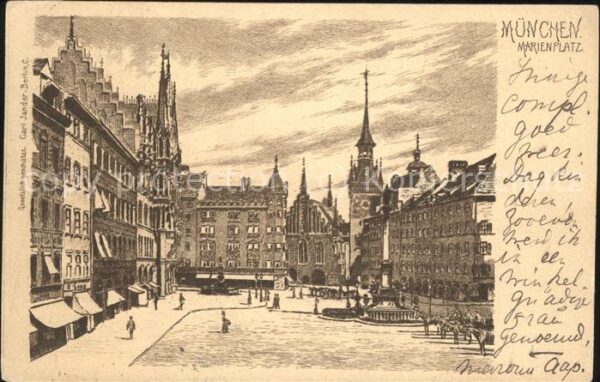 Muenchen Marienplatz Zeichnung