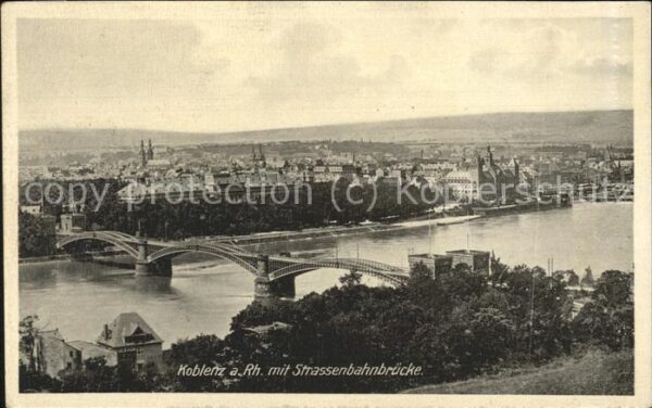 Koblenz Rhein Panorama mit Strassenbahnbrücke