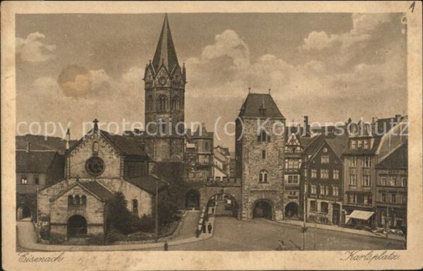 Eisenach Thueringen Karlsplatz Nicolaikirche Tor Kupfertief