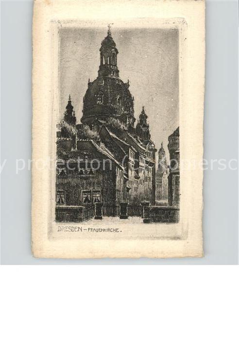 Dresden Frauenkirche Radierung Handabzug