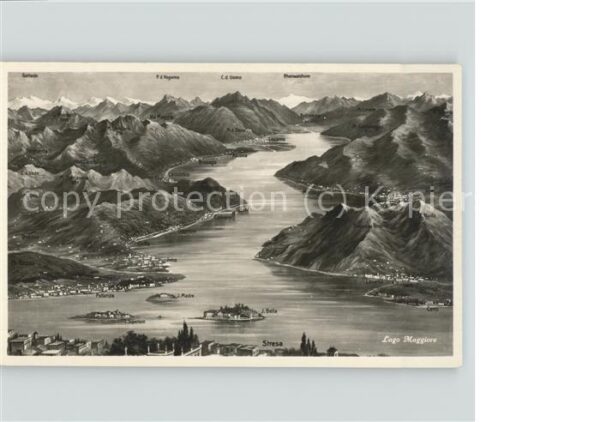 Stresa Lago Maggiore Gebietskarte Alpenpanorama Vogelperspek