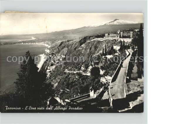 Taormina Sizilien Etna vista dall' Albergo Paradiso Vulka
