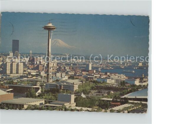 Seattle Panorama Space Needle and Mount Rainier