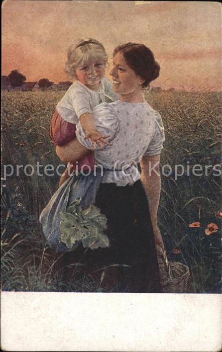 Kuenstlerkarte C. von Bergen Abendsonne Nr. 2401 Mutte