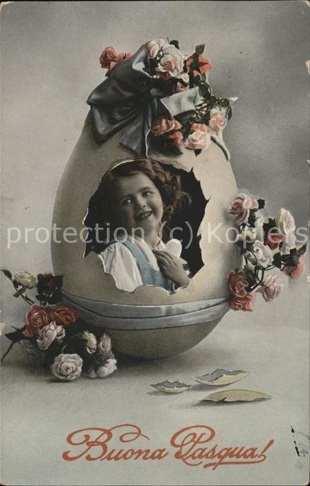 Ostern Easter Paques Kind Osterei Rosen Schleife