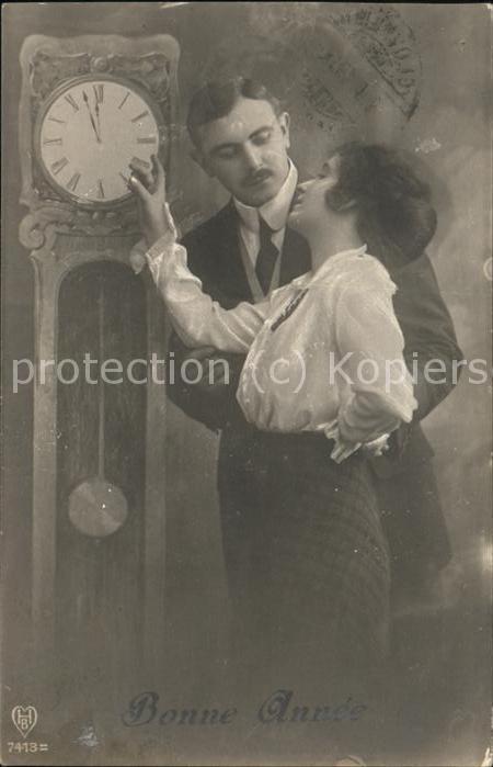 Neujahr Uhr Paar Poesie