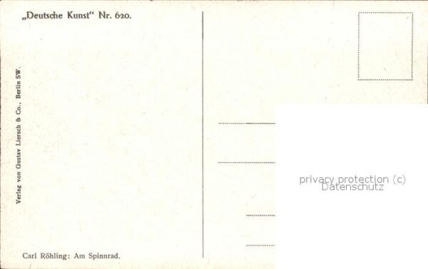 Kuenstlerkarte Carl Röhling Am Spinnrad Nr. 620 Deutsc – Bild 2
