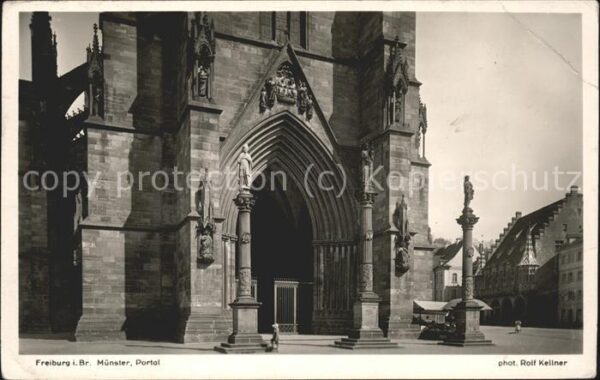 Foto Kellner Rolf Nr. 6053 Freiburg i. Br. Münster Portal