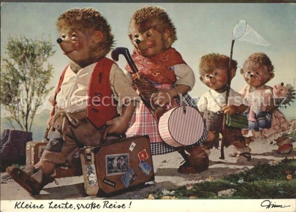 Mecki Nr. 304 Reise Koffer Puppe Tasche Regenschi