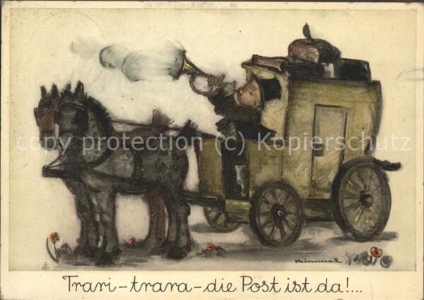 Hummel Nr. 5549 Postkutsche Pferde Trompete