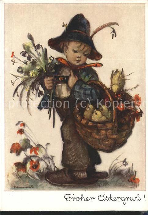 Hummel Nr. 5206 Ostern Küken Korb Blumen Kind