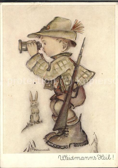 Hummel Nr. 5616 Kind Jäger Jagd Fernglas Hase Gewe