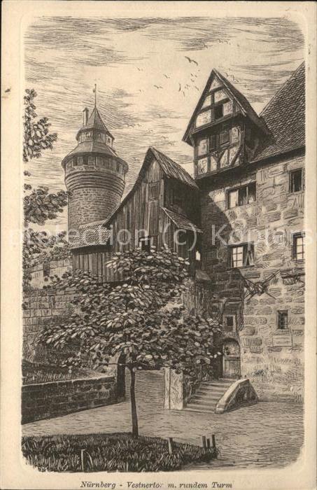 Nuernberg Vestnertor mit rundem Turm
