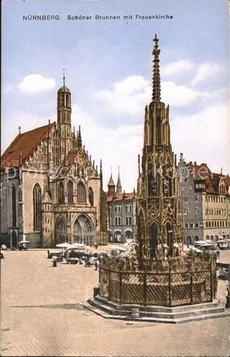Nuernberg Schöner Brunnen mit Frauenkirche
