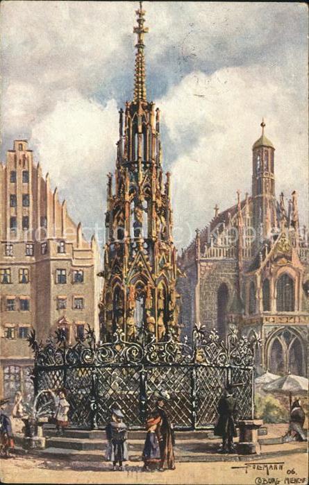 Nuernberg Brunnen u.Frauenkirche