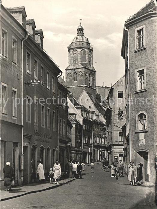 Meissen Elbe Sachsen Fleischergasse mit Frauenkirche