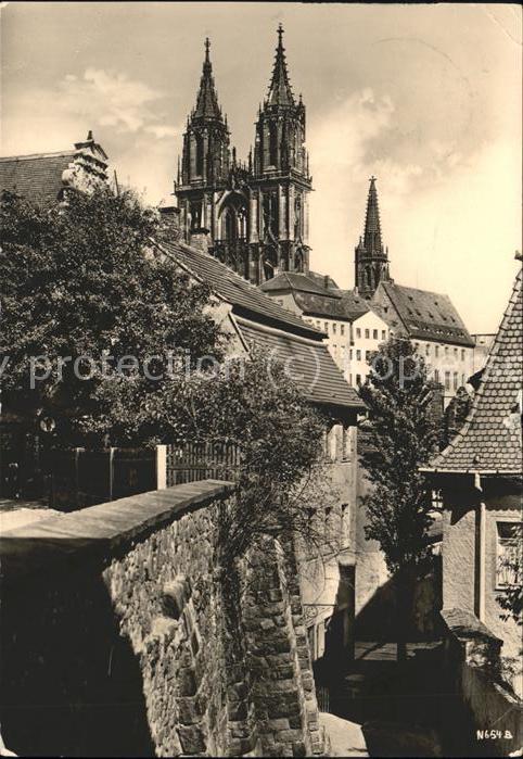 Meissen Elbe Sachsen Blick auf den Dom von den Roten Stufen