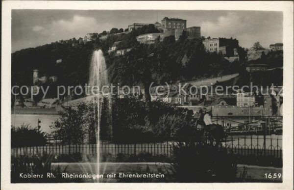 Koblenz Rhein Rheinanlagen mit Ehrenbreitstein