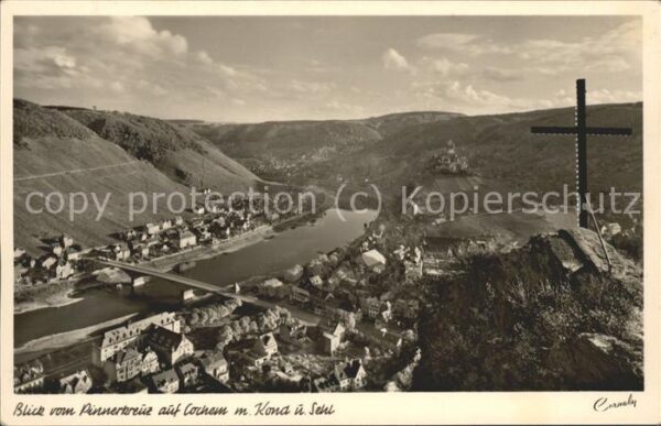 Cochem Mosel Blick vom Pinnerkreuz