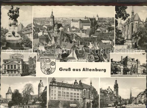 Altenburg Thueringen Bahnhof u.Theater (mit Landpoststempel)