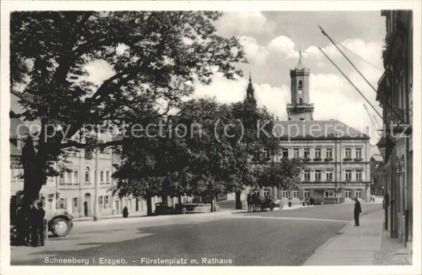 Schneeberg Erzgebirge Fürstenplatz mit Rathaus