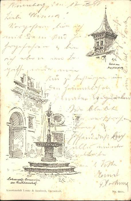 Nuernberg mit Brunnen im Rathaushof