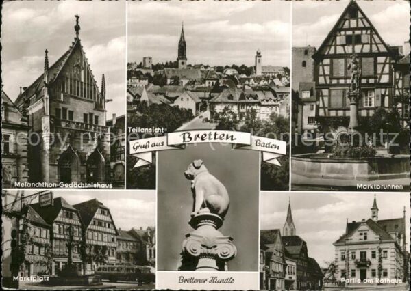 Bretten Baden Marktbrunnen u.Rathaus